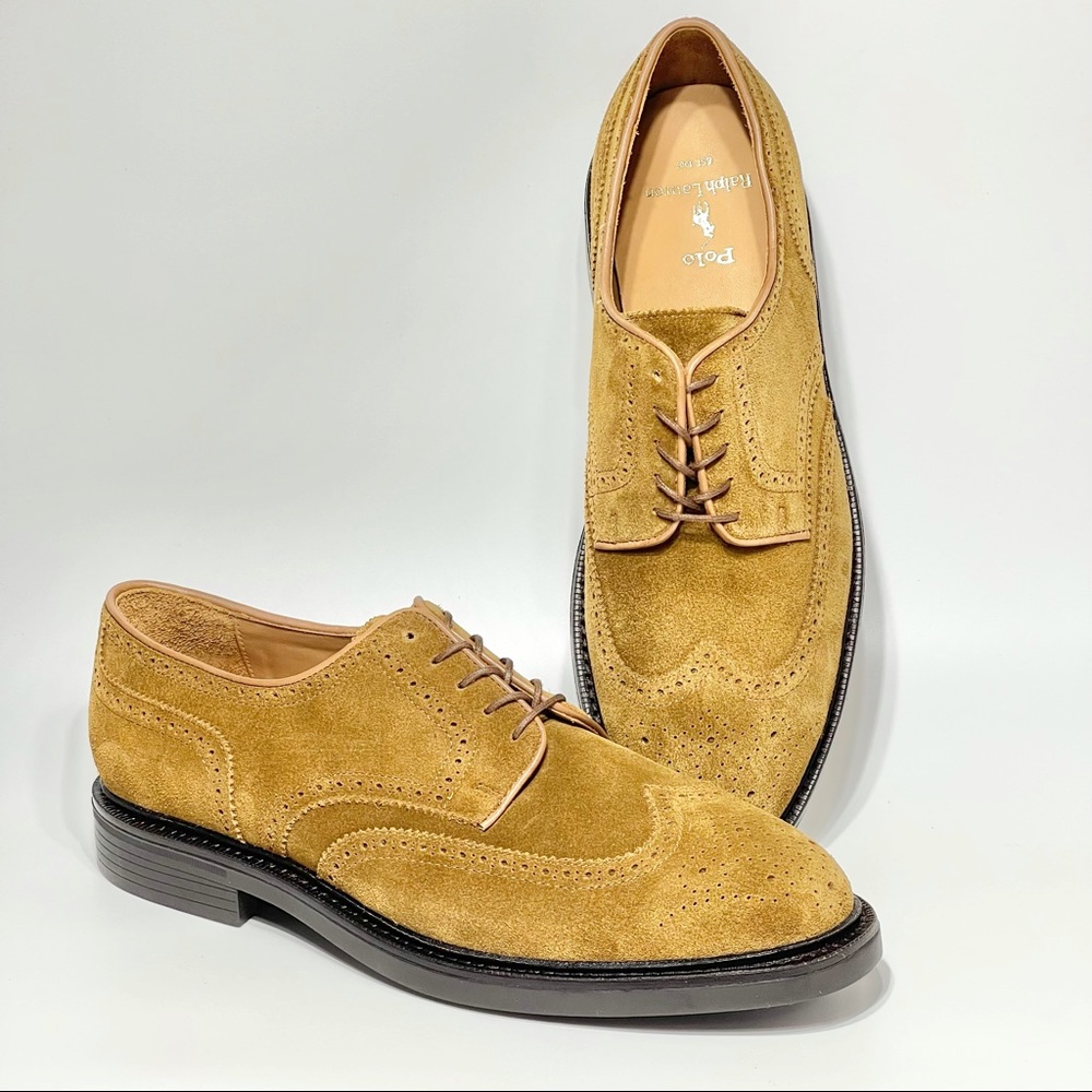 Polo Ralph Lauren Mens Asher Wingtip Oxford Suede Leather Dress Shoes